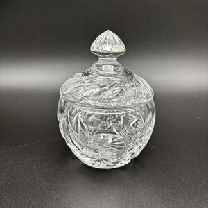 VTG German Bohemia Hand‎ Cut Crystal Small Lidded Candy Dish Butter Holder